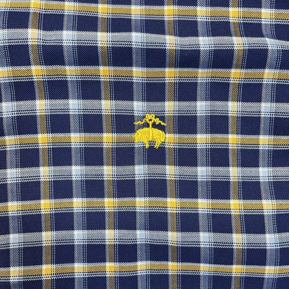 Brooks Brothers 346 Plaid Button-Down Shirt Men’s Medium Blue Yellow Long Sleeve - Picture 2 of 14